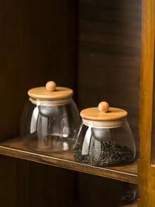 1個透明玻璃罐帶蓋,用於存放糖果、茶、堅果或禮物 - 無色 - 查看 4