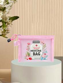 Mesh Makeup Bag,Outdoor Travel Offices Carry Small-Capacity First-Aid Kits Mesh Bag, Portable Medicine , First-Aid Kits And Pill Packaging Containers,With Pills, Nurse Letter,Medication ,Travel Pill Organizer Medicine Bag Medicine Organizer Medicine Storage Bag For Travel For Outdoor Travel Essentials First Aid Bag