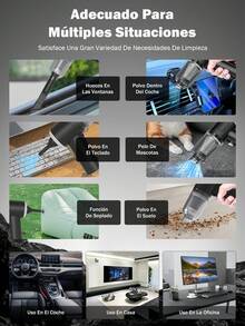 Aspiradora mini 6 en 1, alta potencia, súper succión, batería de litio recargable de ultra alta duración, aspiradora portátil imprescindible para vacaciones, veranos y viajes, aspiradoras para recolección de polvo, aspiración, inflado y otras funciones. - Negro - Ver 5