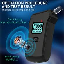 Professional High-Precision Portable Breathalyzer With LCD Digital Display, Black ABS Material, Suitable For Home Use, Home Alcohol Detector | Digital Display Device | Durable Plastic Shell, Alcohol Tester - Black - View 1