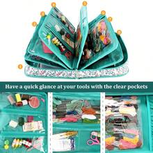 大容量缝纫和工艺用品收纳手提包，旅行打包收纳袋，带透明口袋和提手，适用于针织、钩针编织、艺术和工艺品、缝纫配件、冬季、缝纫收纳 - 彩色 - 查看 4
