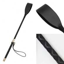 PU皮革马鞭，柔软马术鞭，带防滑编织手柄和腕带，马术训练配件 - 彩色 - 查看 1