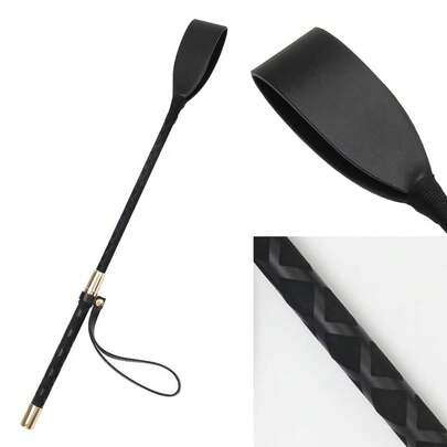 PU皮革马鞭，柔软马术鞭，带防滑编织手柄和腕带，马术训练配件