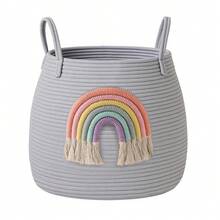 Giỏ đựng đồ giặt bằng dây đan trang trí cầu vồng, giỏ đựng đồ chơi, thích hợp cho phòng ngủ, phòng khách, đựng đồ chơi, giỏ quà cầu vồng thích hợp cho phòng bé gái và phòng chơi. - Nhiều màu - Xem 14