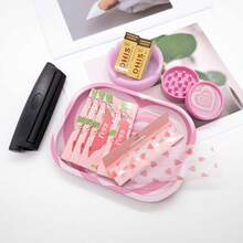 11 peças/Conjunto Kit de Acessórios para Fumar, Inclui Bandeja, 5 peças de Papel de Sabor de 110mm, 2 peças de Filtros, Máquina de Enrolar, Cinzeiro Rosa, Papel de Sabor de Camada Única, Várias Combinações de Padrão e Sabor, Adequado para Halloween, Natal