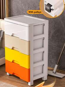 1pc Multi-Layer Drawer Storage Rack, Multi-Functional Storage Cabinet, Movable With Pulleys, Plastic Material, Used For Toy Storage, Home Storage Box, Bedside Table, Living Room Decoration, Bedroom, Bathroom Storage, Kitchen Use - Multicolor - View 9