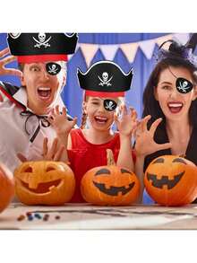 加勒比海盗：黑珍珠号的诅咒服装、道具、万圣节派对毯子、海盗头饰、帽子、骷髅面具 Legigo 海盗帽经典服装帽眼罩 - 海盗船长帽海盗眼罩适合海盗派对角色扮演加勒比海礼服、圣诞节