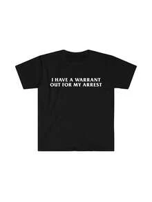 Lustiges Y2K-T-Shirt – "Ich habe einen Haftbefehl gegen mich" – T-Shirt inspiriert von Prominenten der 2000er – Geschenk-Shirt, Baumwoll-T-Shirt für Kinder und Jugendliche, Schulkleidung für Mädchen - Preto - Ver 1