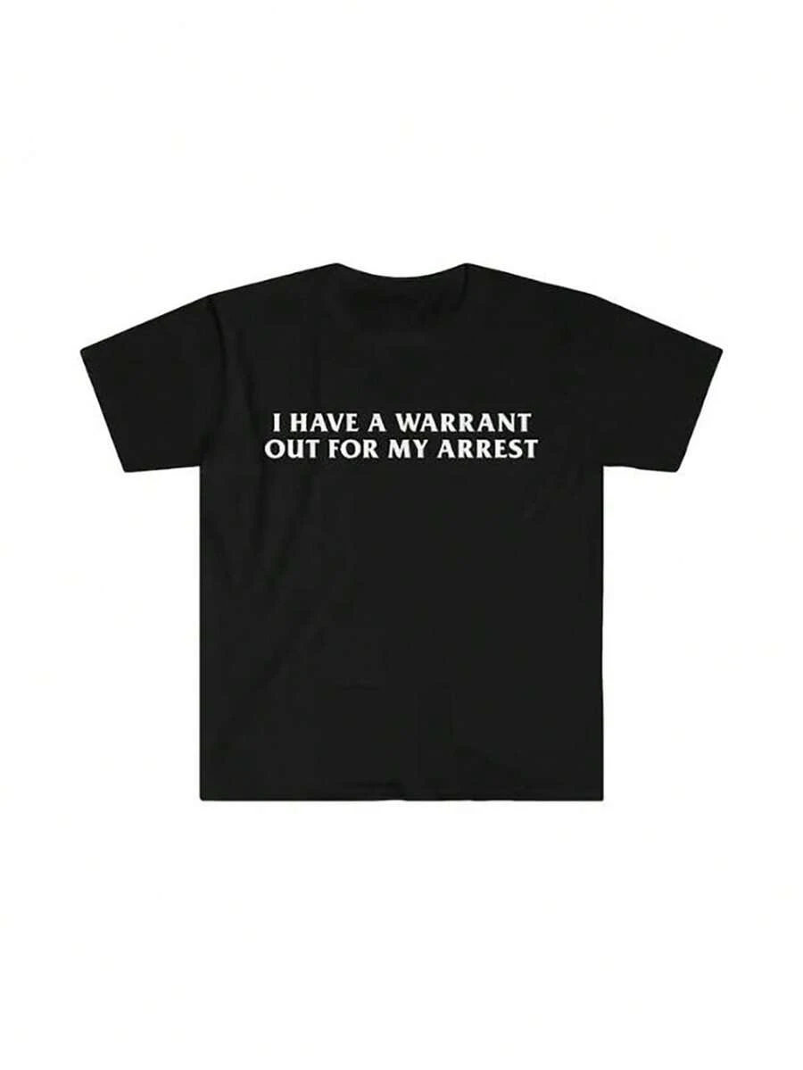 Lustiges Y2K-T-Shirt – "Ich habe einen Haftbefehl gegen mich" – T-Shirt inspiriert von Prominenten der 2000er – Geschenk-Shirt, Baumwoll-T-Shirt für Kinder und Jugendliche, Schulkleidung für Mädchen - Preto - Ver 1