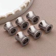 10pcs Flat Round Textured Spacer Beads Stainless Steel Loose Beads Metal Stripe Tube Beads Spacer Beads For DIY Bracelets Necklaces Jewelry Making Findings