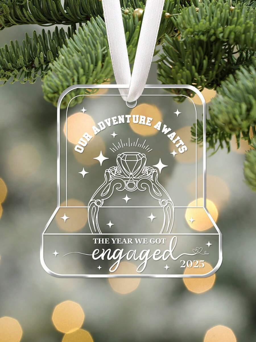 The Year We Got Engaged 2025, Christmas Acrylic Ornament,Bridal Wedding Decorations, Engaged Ring Couple Ornament, Romantic Couple Gifts, Engaged Couples Gifts, Christmas Tree Hanging Ornament,Wedding Home Ornament, Engagement Gifts For Couples 2025, Wedding Decor Newlywed Gift For Couples Home Decor Christmas Decorations Room Decor