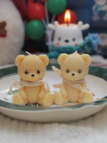 1/2pcs Realistic Teddy Bear Shaped Scented Candle, Cute Souvenir Gift, Handmade Luxury Bear Candle, Couple Gift, Wedding Favor, Home Decor, Wedding Small Gift - Multicolor - View 15