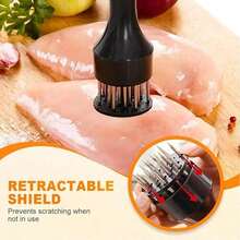 Stainless Steel Meat Tenderizer, Meat Tenderizer Tool Meat Tenderizer With 21 Stainless Steel Ultra Sharp Needle Blades Kitchen Gadgets For Chicken Steak Beef Meat Tenderizer (Black, 1Pcs)