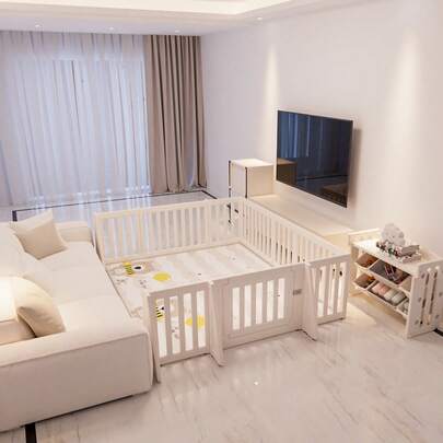 ベビーゲート パーテーション ドア付き 置くだけ ベビーガード 自立式 キッズパーテーション 変形可能 L字 コ字 一直線 沖縄と北海道は配送対象外