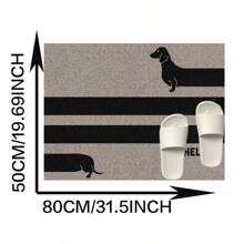 1pc Playful Dachshund Striped Doormat, Minimalist Dachshund Silhouette Doormat, Dachshund Fun Rug, Easy To Clean Durable, New Arrival Hot Selling, Suitable For Living Room, Entryway, Bedroom, Indoor Entrance, Rug, All Season, Best Seller, Unique Home Decor