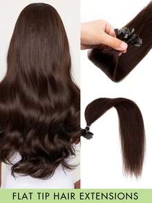 12-24 Inch 50pcs Protein Flat Tip Hair Extensions, Invisible F-Type, High Quality, Natural Look, Suitable For Thin Hair, Weddings, Daily Use, Parties, Straight Real Human Hair Extensions, Applicable For Any Occasion, Halloween Costumes - Multicolor - View 22