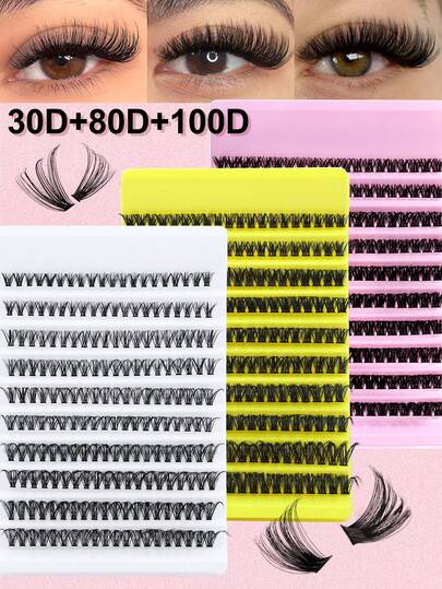 200 Tufts, 10 Rows Of Large Capacity, 30D 80D 100D Tufted False Eyelashes, Natural Three-Dimensional Dense, Easy To Wear, Reusable,Essential For Family Gatherings And Everyday Dates.