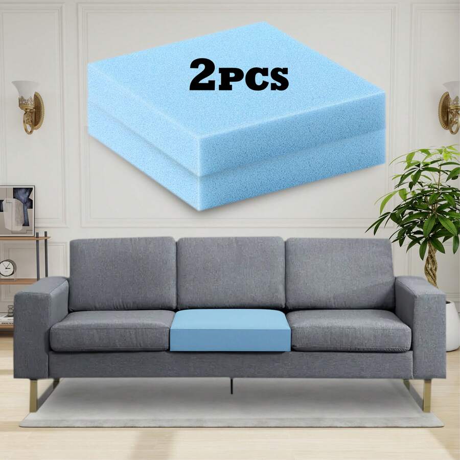 2 cojines de espuma elástica de alta densidad de color azul, cojines para sofá, silla de ruedas, reemplazo de tapetes para muebles interiores y exteriores, en múltiples tamaños, accesorios de tapicería moderna de asiento cómodo, material suave para cojín de asiento