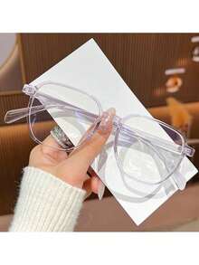 2025 Spring New Polygon Eyeglasses Frame, Versatile Minimalist Solid Color Casual TPR (Thermoplastic Rubber) Non-Prescription Glasses - Multicolor - View 7