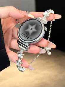 18mm/20mm/22mm 夏季新款星形水钻表带，可调节长度，兼容三星 Galaxy、Garmin、Amazfit 手表 - 柔软、透气 - 黑色 - 查看 9