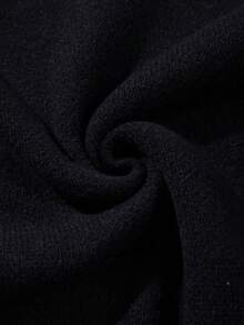 男女皆宜的休闲宽松字母提花圆领长袖套头毛衣，秋冬季百搭时尚针织上衣 - 黑色 - 查看 10