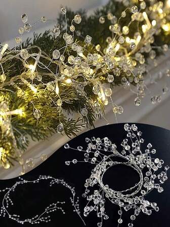 Guirnalda de diamantes de cristal, artesanías de ramas, manualidades DIY. Decoraciones ideales para bodas, Navidad y decoración del hogar, adecuadas para propuestas, compromisos, bodas, despedidas de soltera, cumpleaños, Navidad, Año Nuevo, etc. Envuelva alrededor de cualquier centro de mesa, árbol, planta de interior o exterior, o cuélguelo del techo, chimenea, ventanas, barandillas, o úselo como decoración para la mesa de recepción o el fotomatón. (Sin electricidad)