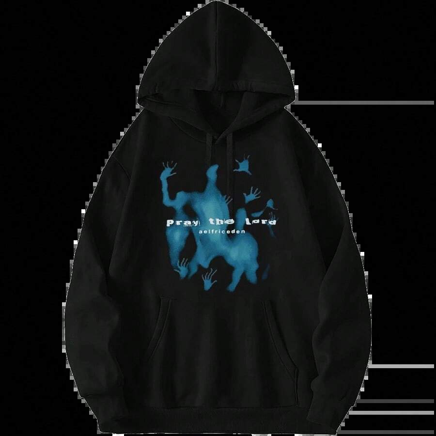 Aelfric Eden Abstraction Shadow Print Hoodie Men's Oversized Hoodies Streetwear Sweatshirt - 07a-b1-黑色 - 查看 1