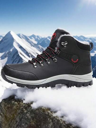 Autumn/Winter Fleece Snow Boots, Military Boots, Teens Campus Student, Fleece Ankle Boots, Outdoor Snow Boots, Hiking Boots, Trekking Boots, Cold-Proof Warm, Durable