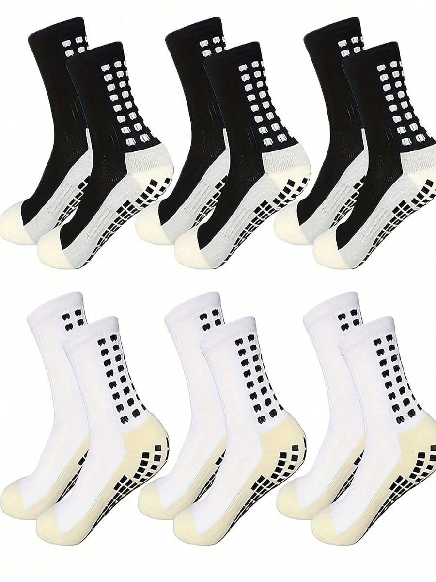 6pcs Men's High-Performance Outdoor Sports Socks With Improved Traction, Moisture-Wicking Fabric, Suitable For Football, Basketball And Running - Multicolor - View 1