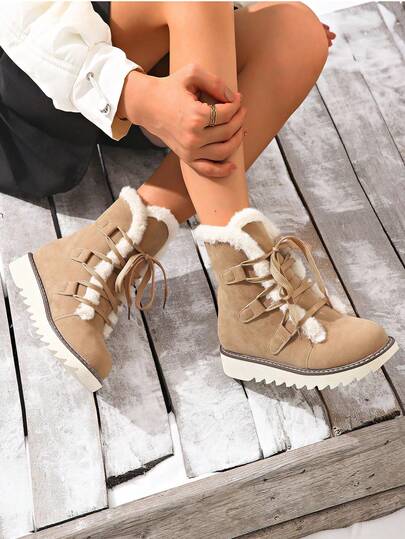 Women's Versatile Faux Suede Skate Sole Ankle Boots, Perfect For Warm Summer Shoes, Spring Shoes, Spring Break, Easter, Mother's Day Gifts. Women's Sports Outdoor Shoes, Women's Snow Boots