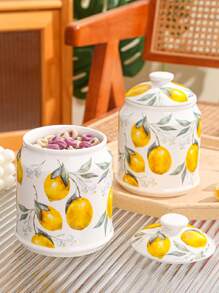 1 套带盖陶瓷罐，多用途储存罐，可盛放咖啡、零食、谷物、糖果、饼干，适合居家、户外、婚礼、派对、礼物、生日、圣诞节