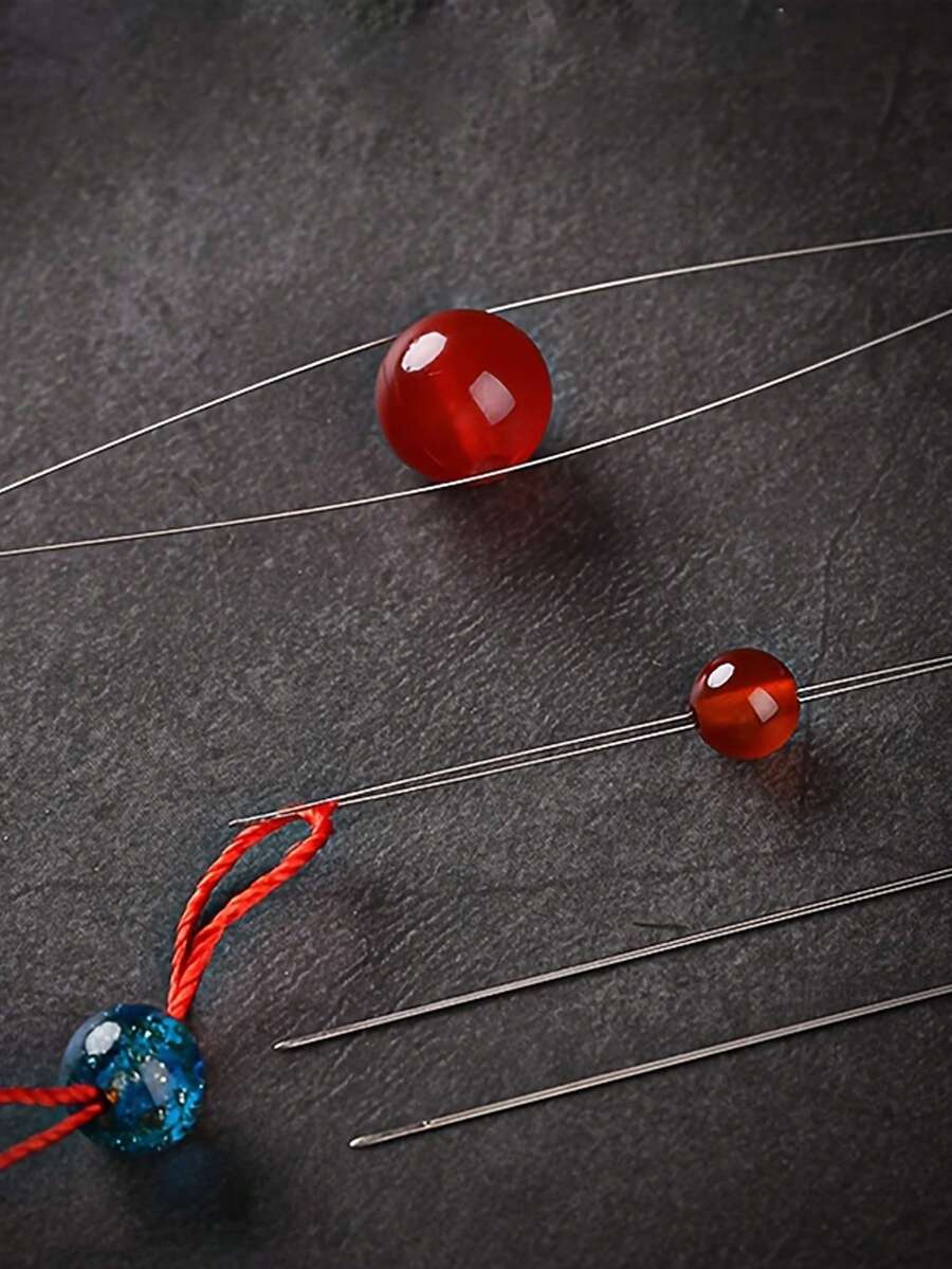 21Pcs/7Pcs Metal Open Beading Needles Set - 7 Assorted Sizes, Folding Seed Bead Needles For Jewelry Making With Storage Container - Multicolor - View 1