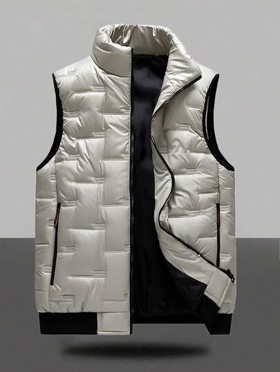Men's Outdoor Thick Warm Vest With Zipper Pockets, Casual Jacket, Couple Style,Fleece,Winter