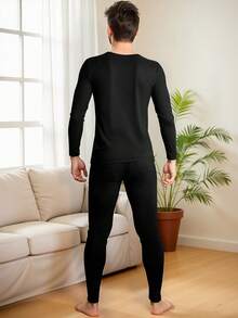 1 套男士保暖内衣套装，弹性面料底层紧身睡衣家居服，适合秋冬