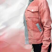 Chaqueta de Cuadros Rosa con Sudadera Integrada - Rosa coral - Ver 3
