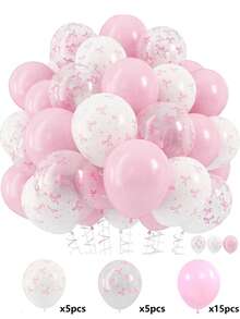 45 个 12 英寸浅粉色和透明白色蝴蝶结印花气球，适合女孩生日派对、单身派对、蝴蝶结主题生日、迎婴派对、新娘送礼会、婚礼、周年纪念装饰 - 粉色 - 查看 11