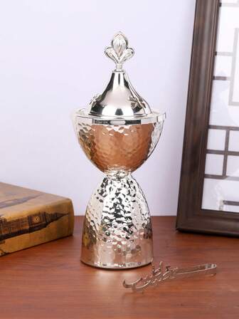 1Pc/1Set Silver Metal Glass Incense Burner, Incense Holder With Exquisite And Simple Design. For Home Decor, Bedroom, Living Room (As Centerpiece), Office, Yoga Studio, Party, Create An Elegant Atmosphere. It Can Also Be Used For Temple Decoration.