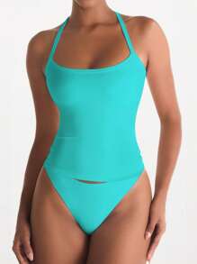 XLLAIS Women Minimalist Solid Color Cross Backless Stretchy Sporty Fitness Camisole