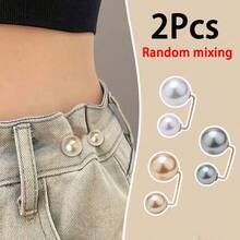 2pcs Pearl Jeans Ankle Clip, Chest Anti Light Needle, Anti Stepping Slipper Buckle, Pants Length Adjuster