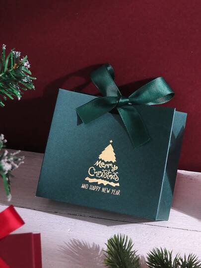 5 Stücke elegante Mini-Geschenktüten/-boxen mit Schleife und Weihnachtsbaum-Design, perfekt für Weihnachtsgeschenke, Hochzeitsgästegeschenke, Partygästegeschenke und kleine Geschenke