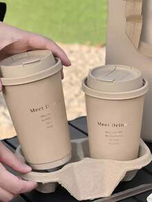 16-Ounce 20/50 Sets Of Disposable Milk Tea-Colored Paper Cups With LIDS And Gold-Embossed Fonts, Suitable For Both Hot And Cold Beverages, Including Milk Tea, Coffee, Tea, Refreshing Drinks, And Chilled Beverages - Lạc đà - Xem 6