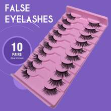 7pcs/10pcs Transparent Stem Half-Strip Eyelashes, Natural Cat Eye Makeup, Extended Tail Lashes, Fluffy Soft Faux Mink Lashes, Natural Makeup, Suitable For Daily Makeup, Beauty Blogger Makeup YP003 - Black - View 11