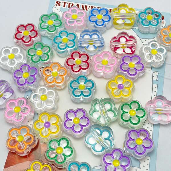 20mm Hole Colorful Flower Beads Decorative Accessories, DIY Phone Lanyard Parts, DIY Hair Scrunchie & Clip Parts, DIY Jewelry Chain Materials