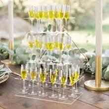 1PC Elegant Transparent Three-Tier Cocktail Glass Rack, Can Hold 36 Glasses - Tower Champagne Glass Display Rack, Wine Glass Rack Perfect For Gatherings And Parties Easy To Install And Clean - Clear - View 5