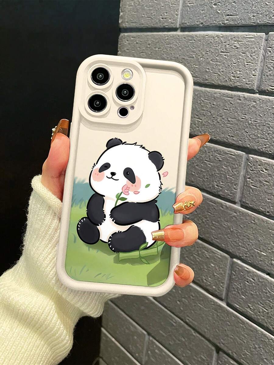 1 قطعة غطاء هاتف واقي بتصميم بسيط لدب يستحم بلون بيج سميك مقاوم للصدمات بتغطية كاملة، خيار أنيق للمستخدمين، متوافق مع أجهزة أبل/إنفينكس/فيفو/أوبو