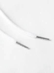 男士休闲简约十字印花抽绳连帽衫，带口袋，返校季长袖上衣 - 白色 - 查看 9