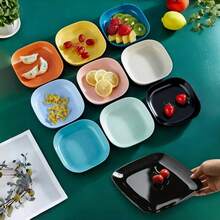 10 Pieces Cat Food Bowl Set, 5.7 Inch Wide Shallow Cat Bowl For Relief Whisker Fatigue,Small Flat Cat Dish, Shallow Pet Feeding Dish Or Plate For Cats And Small Dogs - 黑色 - 查看 1