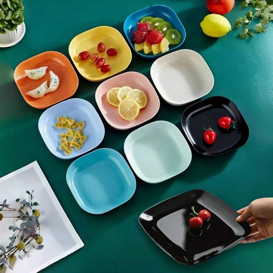 10 Pieces Cat Food Bowl Set, 5.7 Inch Wide Shallow Cat Bowl For Relief Whisker Fatigue,Small Flat Cat Dish, Shallow Pet Feeding Dish Or Plate For Cats And Small Dogs - 黑色 - 查看 1