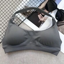 女士高强度运动文胸，支撑性吊带背心，无缝健身运动服，瑜伽文胸 - 灰色 - 查看 4