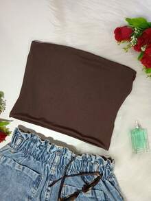 Kit 3 Tube Top Women's Cropped Top Tube Strapless Lined With Double Layer Suplex Fitted Blogger - 灰色/綠色/棕色 - 查看 6